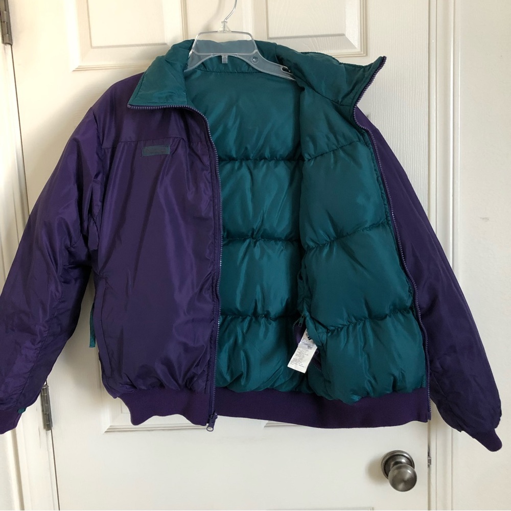 Vintage Columbia Radial Sleeve Jacket Down Reversible Men Medium Purple Teal.